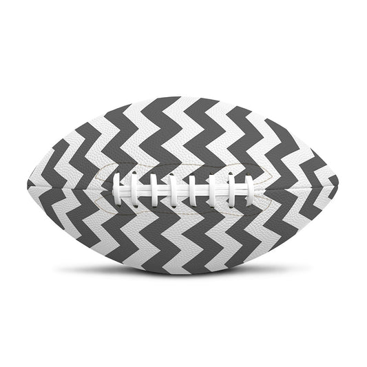Grey And White Chevron Pattern Print Rugby Ball