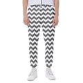 Grey And White Chevron Pattern Print Joggers