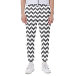 Grey And White Chevron Pattern Print Scuba Joggers