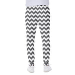 Grey And White Chevron Pattern Print Scuba Joggers