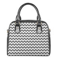 Grey And White Chevron Pattern Print Shoulder Handbag