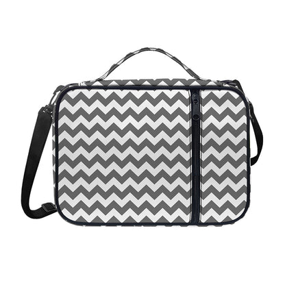Grey And White Chevron Pattern Print Shoulder Strap Bible Bag