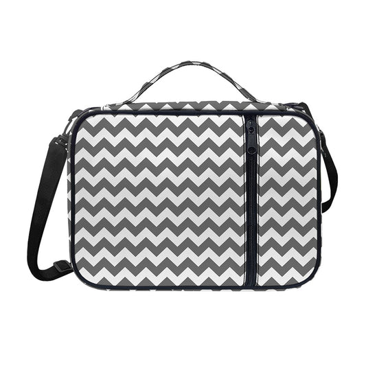 Grey And White Chevron Pattern Print Shoulder Strap Bible Bag