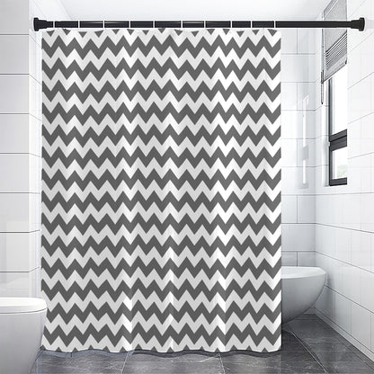Grey And White Chevron Pattern Print Shower Curtain