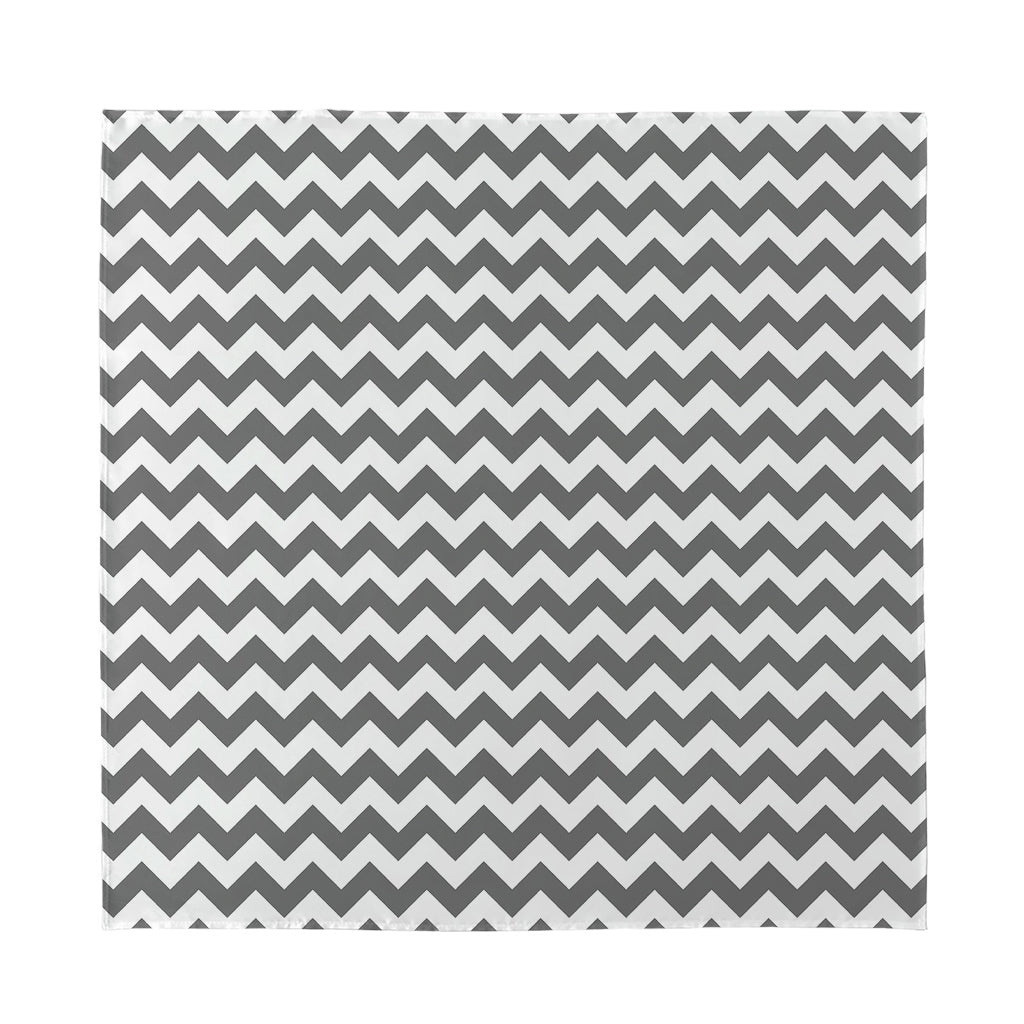 Grey And White Chevron Pattern Print Silk Bandana