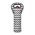 Grey And White Chevron Pattern Print Single Neoprene Wine Tote