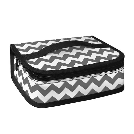 Grey And White Chevron Pattern Print Small Lunch Bag