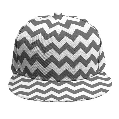 Grey And White Chevron Pattern Print Snapback Cap