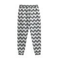 Grey And White Chevron Pattern Print Sweatpants