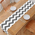 Grey And White Chevron Pattern Print Table Runner