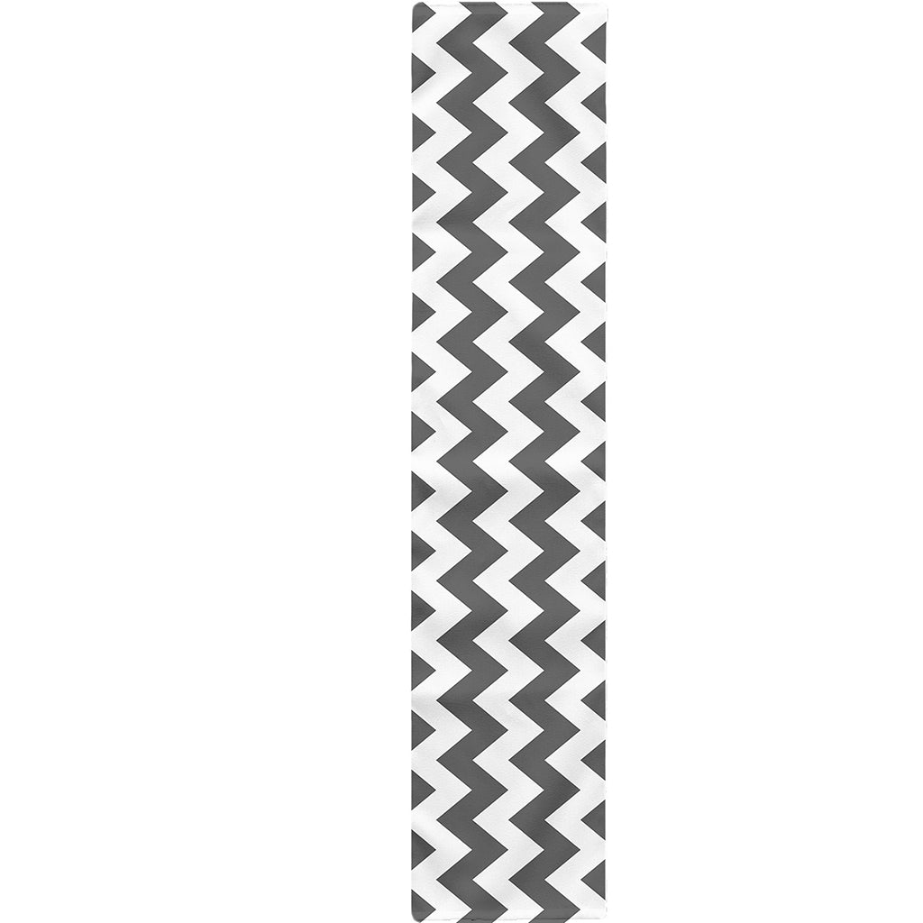 Grey And White Chevron Pattern Print Table Runner