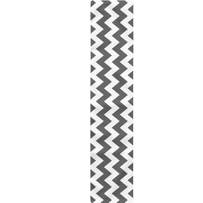 Grey And White Chevron Pattern Print Table Runner