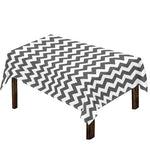 Grey And White Chevron Pattern Print Tablecloth