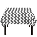Grey And White Chevron Pattern Print Tablecloth