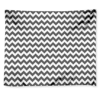 Grey And White Chevron Pattern Print Tapestry