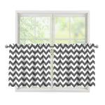 Grey And White Chevron Pattern Print Tier Curtains