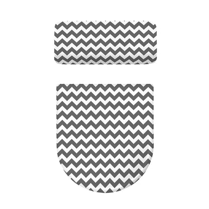 Grey And White Chevron Pattern Print Toilet Lid And Tank Cover Set