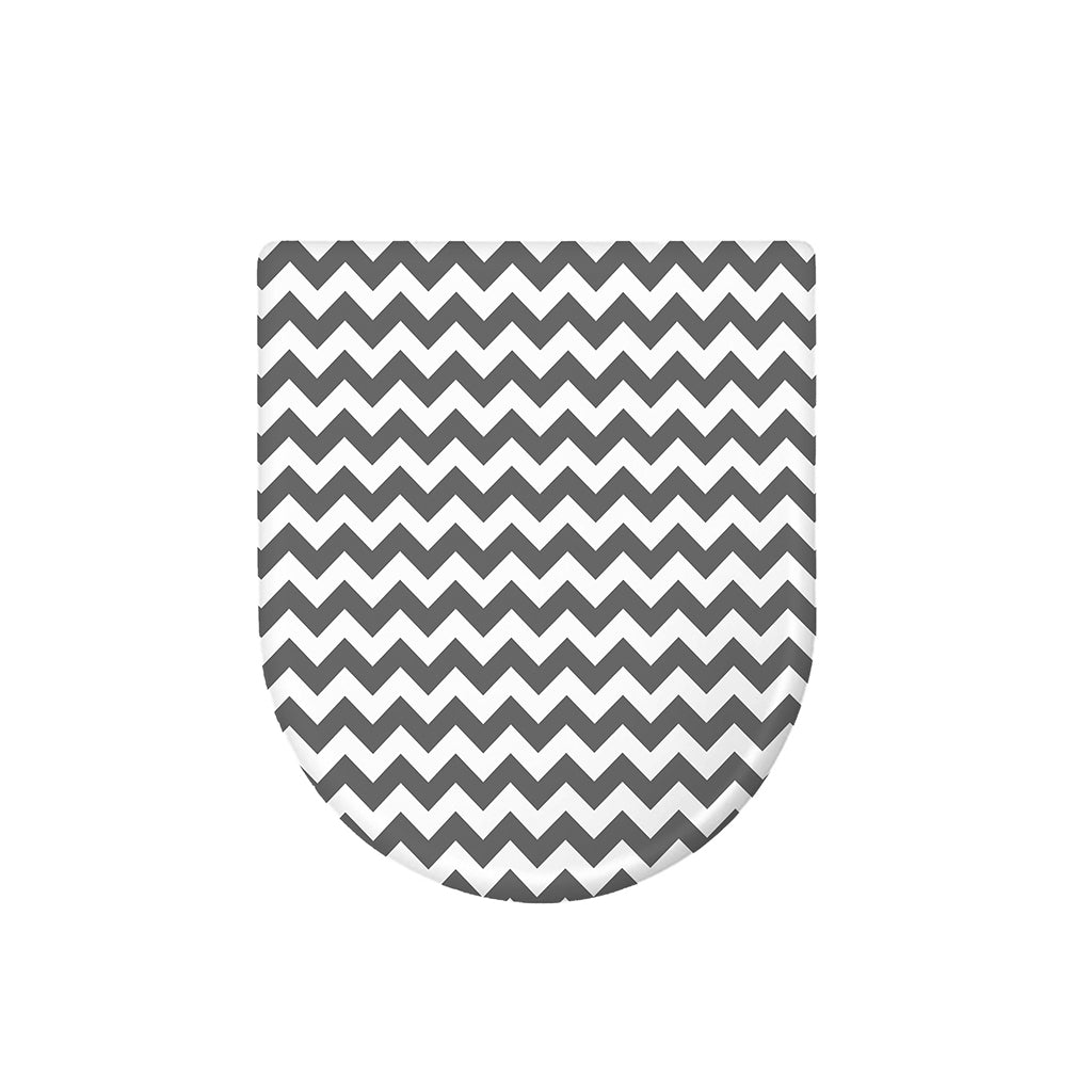 Grey And White Chevron Pattern Print Toilet Lid Cover