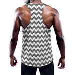 Grey And White Chevron Pattern Print Training Tank Top