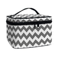 Grey And White Chevron Pattern Print Travel Makeup Bag