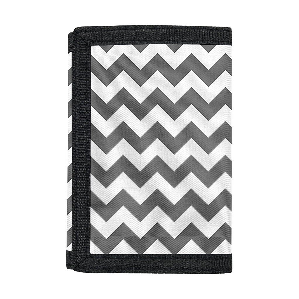 Grey And White Chevron Pattern Print Trifold Wallet
