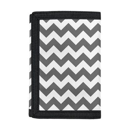 Grey And White Chevron Pattern Print Trifold Wallet