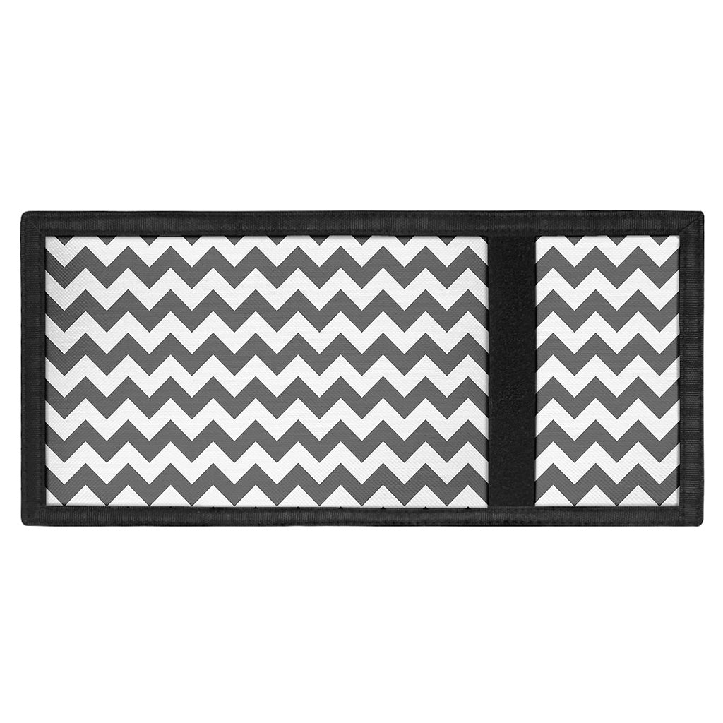 Grey And White Chevron Pattern Print Trifold Wallet