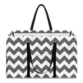 Grey And White Chevron Pattern Print Utility Tote Bag