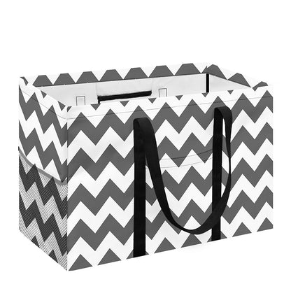Grey And White Chevron Pattern Print Utility Tote Bag