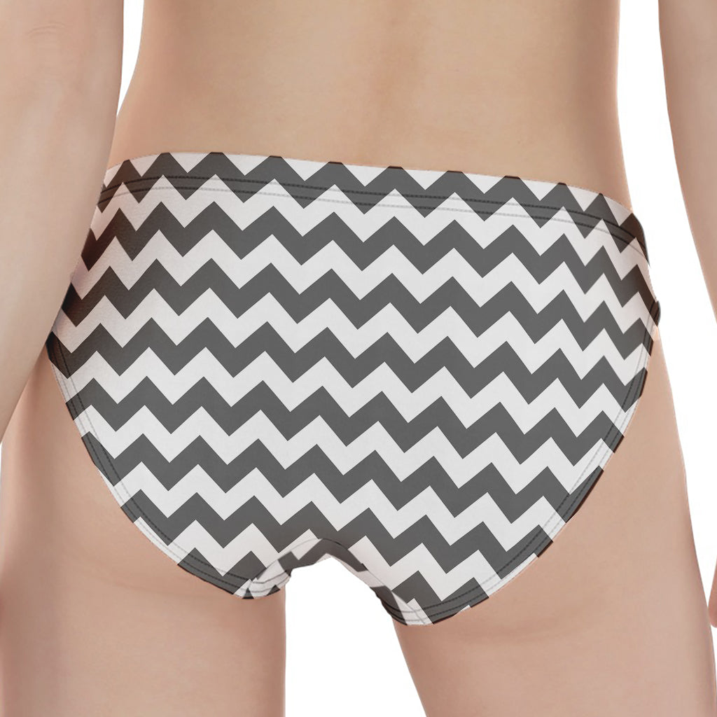 Grey And White Chevron Pattern Print Women's Panties