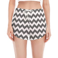 Grey And White Chevron Pattern Print Women's Split Running Shorts