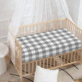Grey And White Gingham Pattern Print Baby Crib Sheet