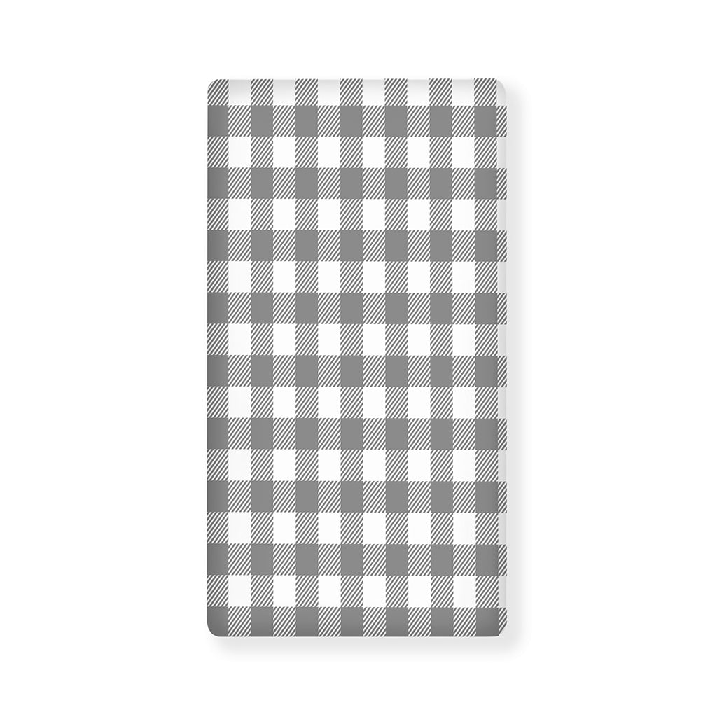 Grey And White Gingham Pattern Print Baby Crib Sheet
