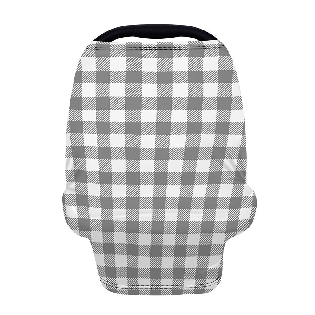 Grey And White Gingham Pattern Print Baby Seat Cover