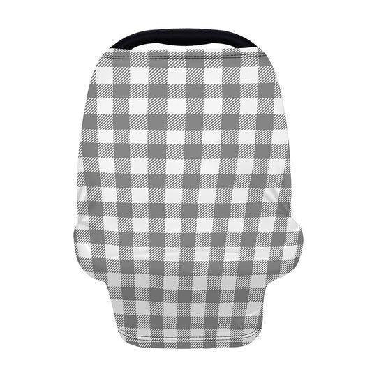 Grey And White Gingham Pattern Print Baby Seat Cover