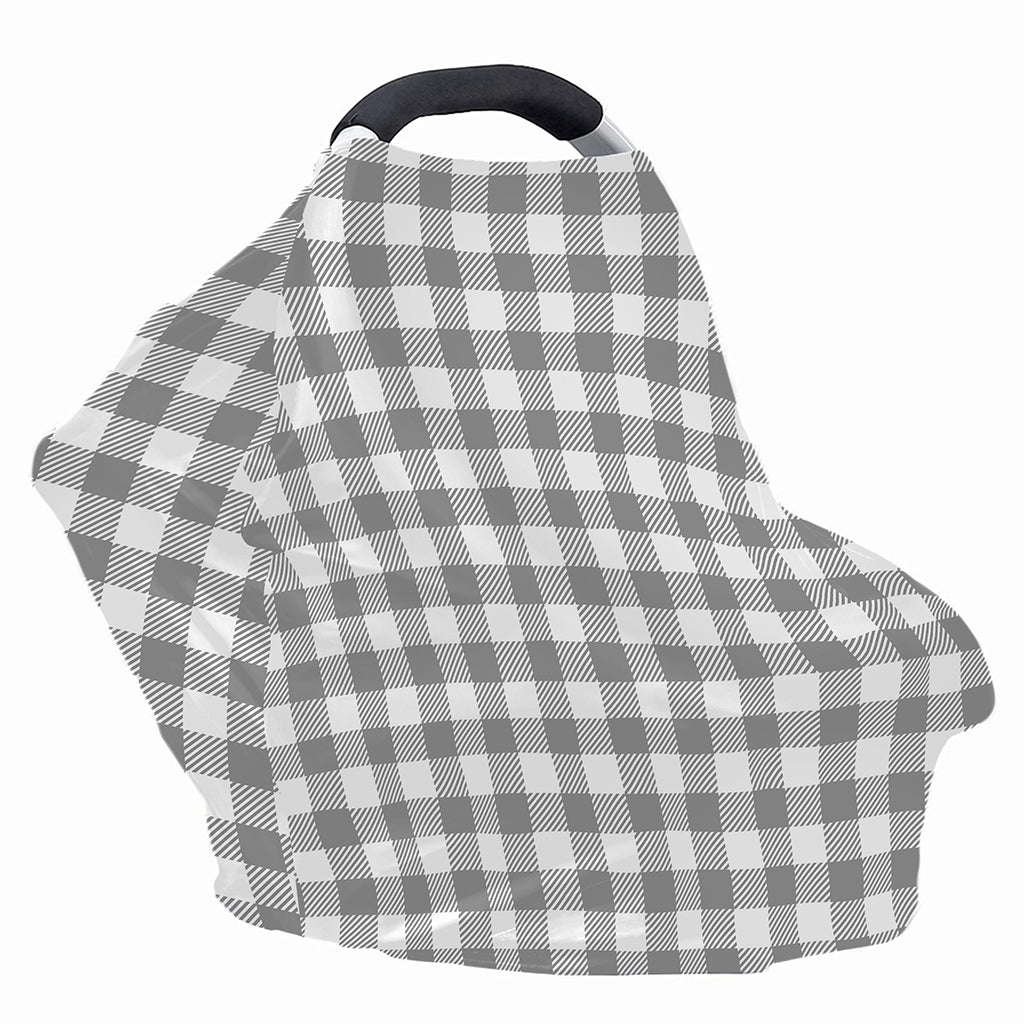 Grey And White Gingham Pattern Print Baby Seat Cover
