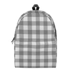 Grey And White Gingham Pattern Print Backpack