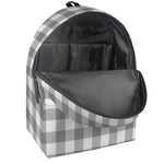 Grey And White Gingham Pattern Print Backpack