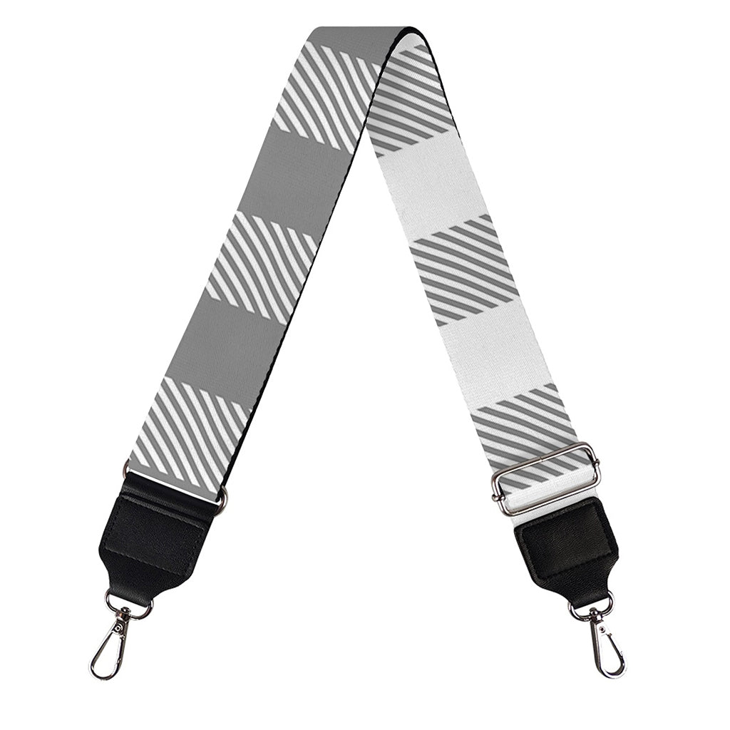 Grey And White Gingham Pattern Print Bag Strap