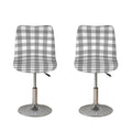 Grey And White Gingham Pattern Print Bar Stool Covers