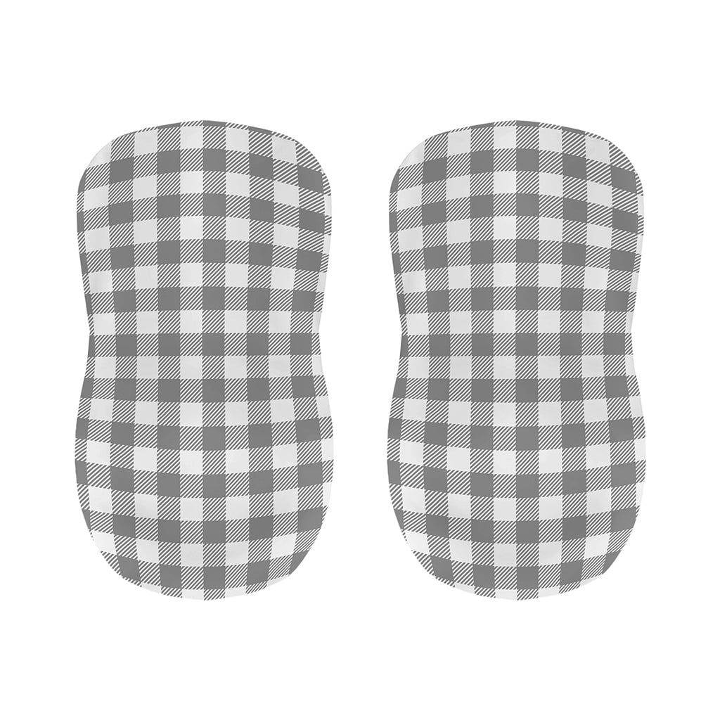 Grey And White Gingham Pattern Print Bar Stool Covers