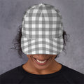 Grey And White Gingham Pattern Print Baseball Cap