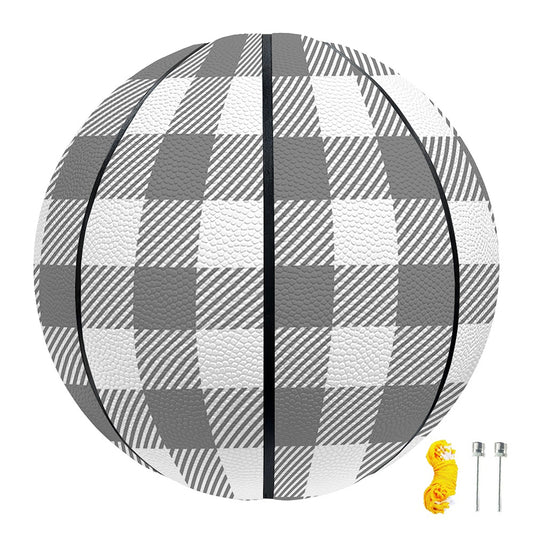 Grey And White Gingham Pattern Print Basketball