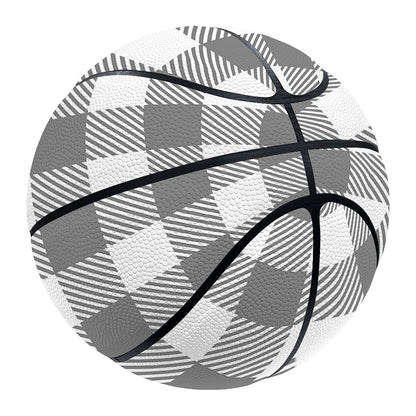 Grey And White Gingham Pattern Print Basketball