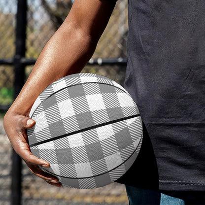 Grey And White Gingham Pattern Print Basketball