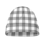 Grey And White Gingham Pattern Print Beanie
