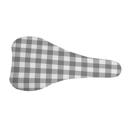 Grey And White Gingham Pattern Print Bicycle Seat Cover