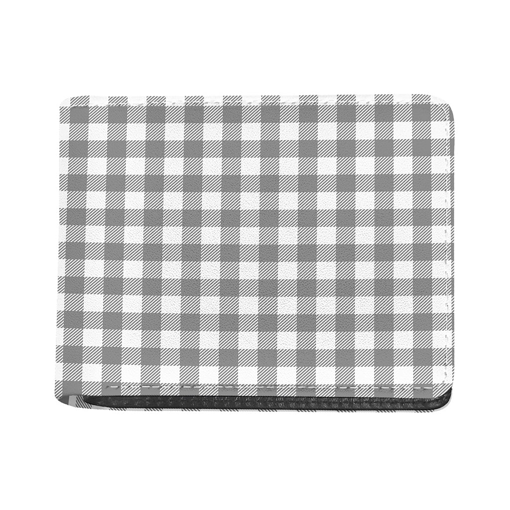 Grey And White Gingham Pattern Print Bifold Wallet