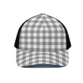 Grey And White Gingham Pattern Print Black Mesh Trucker Hat