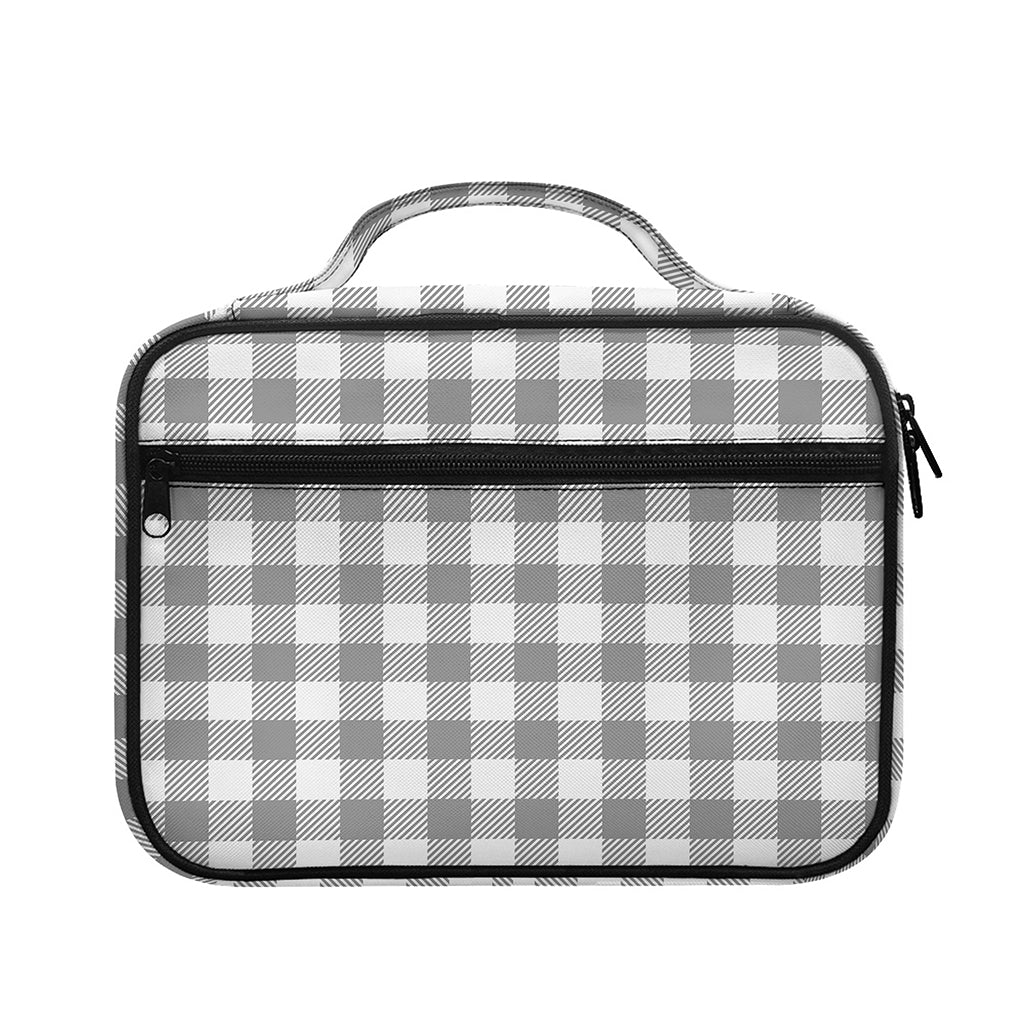 Grey And White Gingham Pattern Print Briefcase Bible Bag